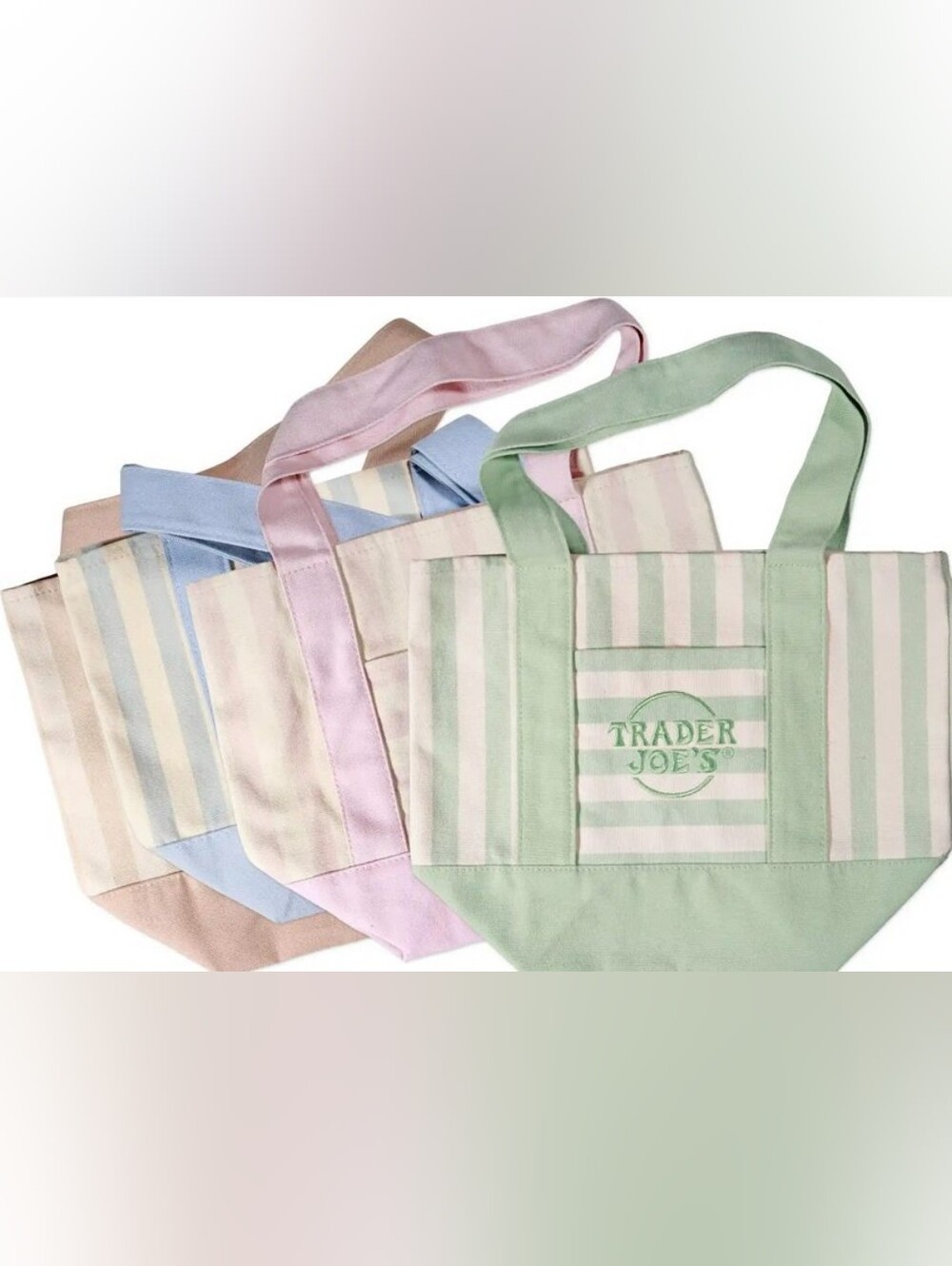 Trader Joe's Pastel Stripe Canvas Tote Set